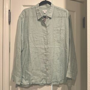 Light Seafoam Green Linen Top